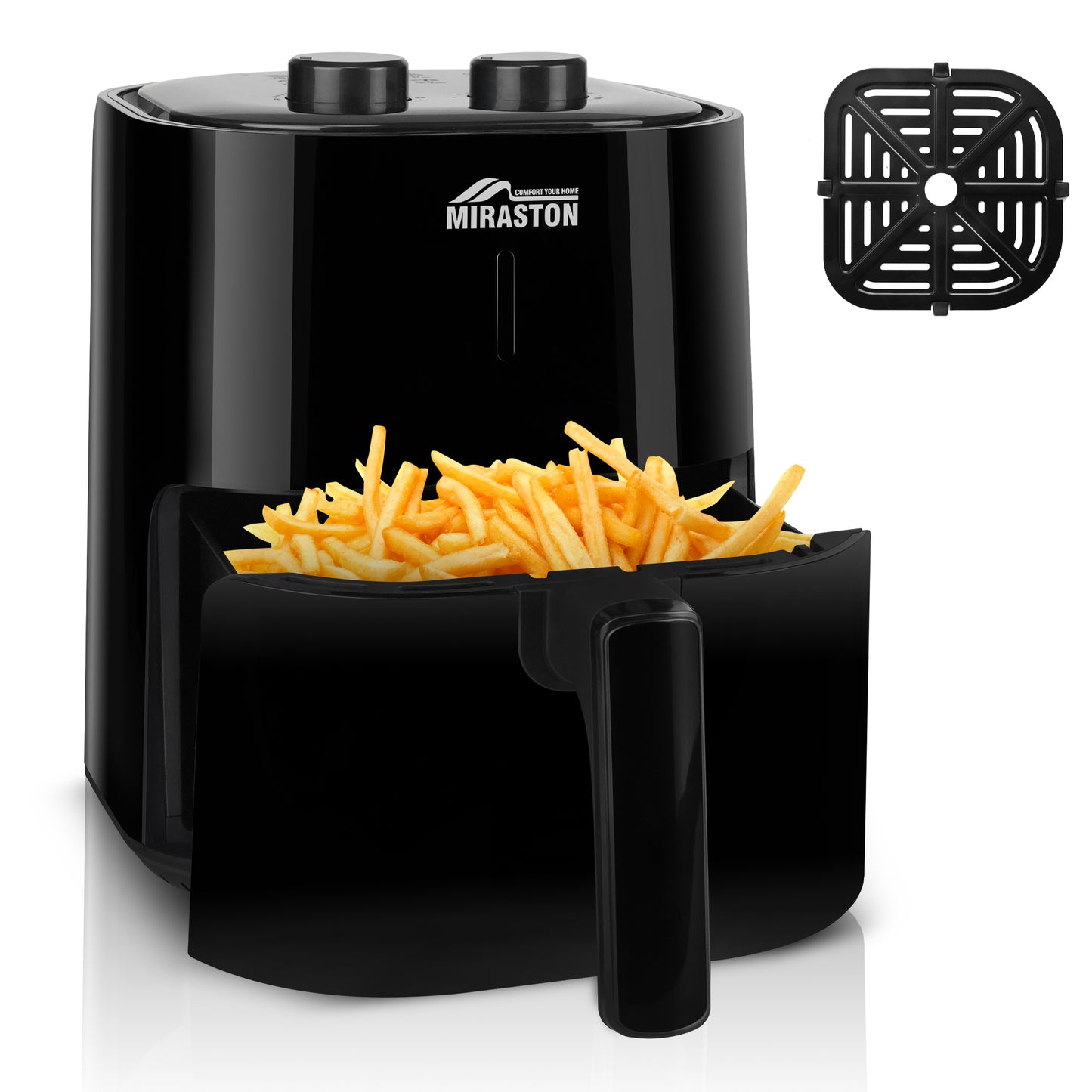 MIRASTON 4.5QT Dials Air Fryer | Compact & Sleek Design | Timer with Auto Shut-off and Shake Reminder | Fast Cooking for Breakfasts, Lunchs, Dinners, Snacks | Classic Black