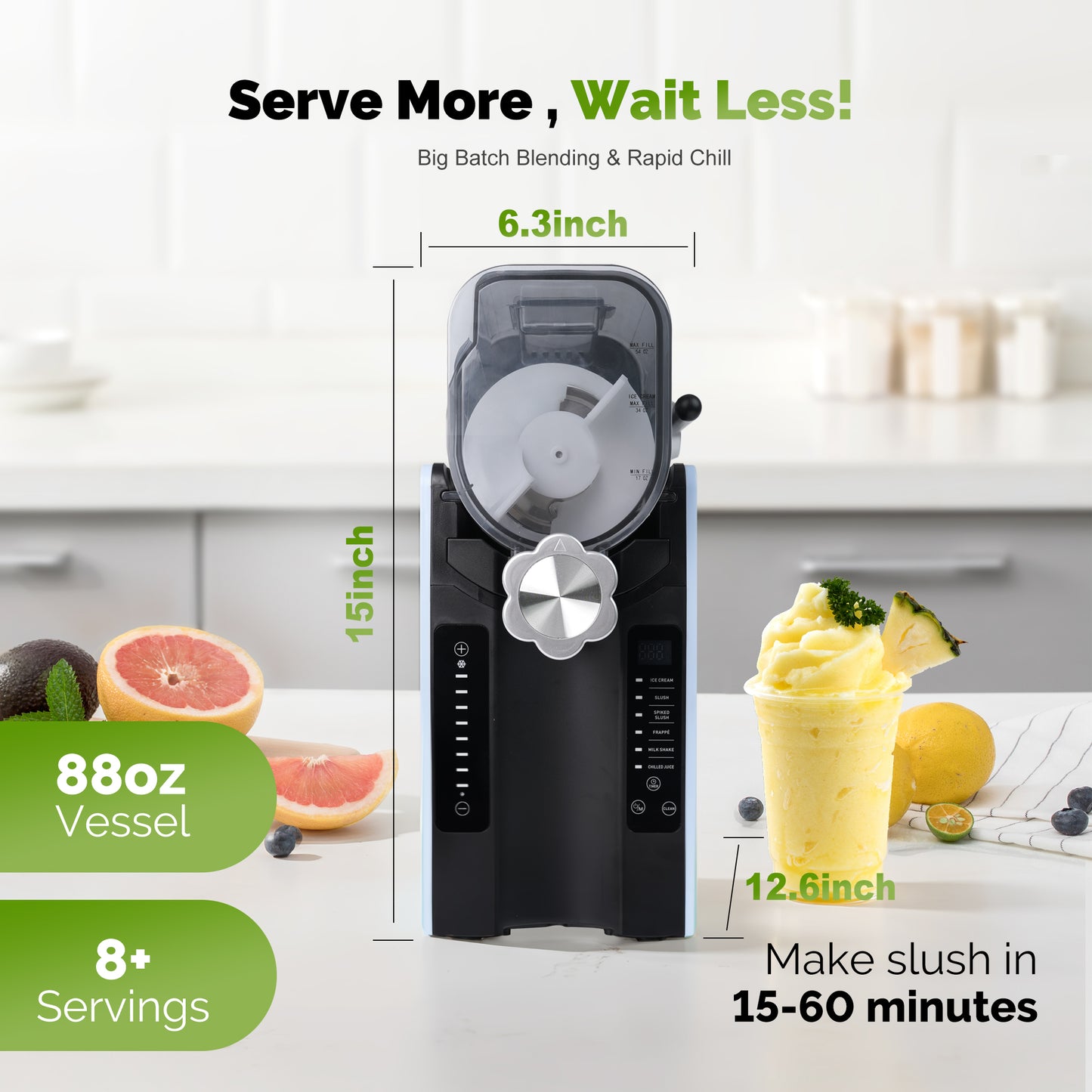 MIRASTON 88oz Slushie Machine, No Ice Needed All-in-One Slushy Maker for Home, 6 Preset Programs| Frozen Margaritas, Cocktails, Frappés, Ice Cream, Smoothies, Milkshakes