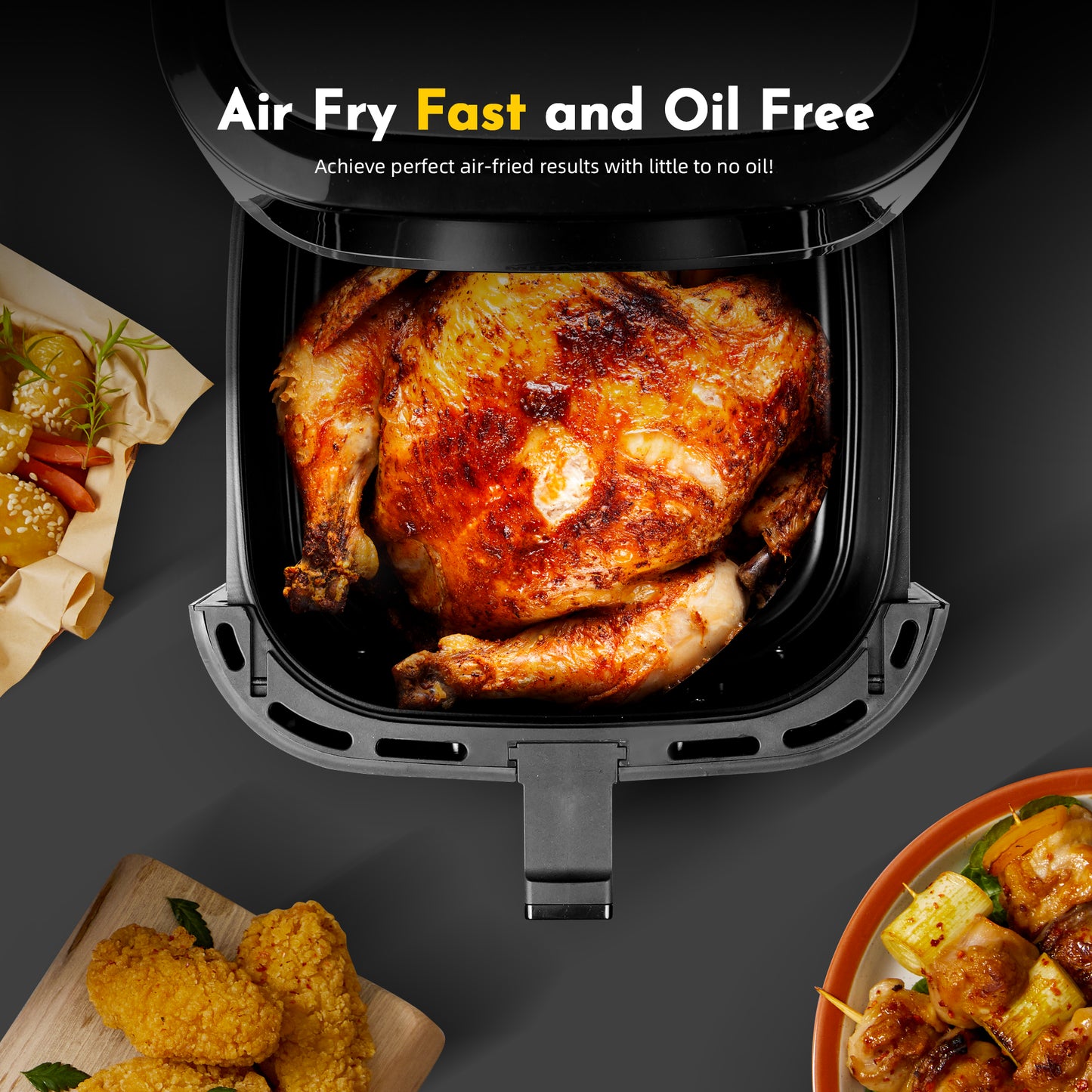 MIRASTON 8.5QT Smart Digital Family Sized Large Air Fryer Preset Recipes Options Choice 1500W