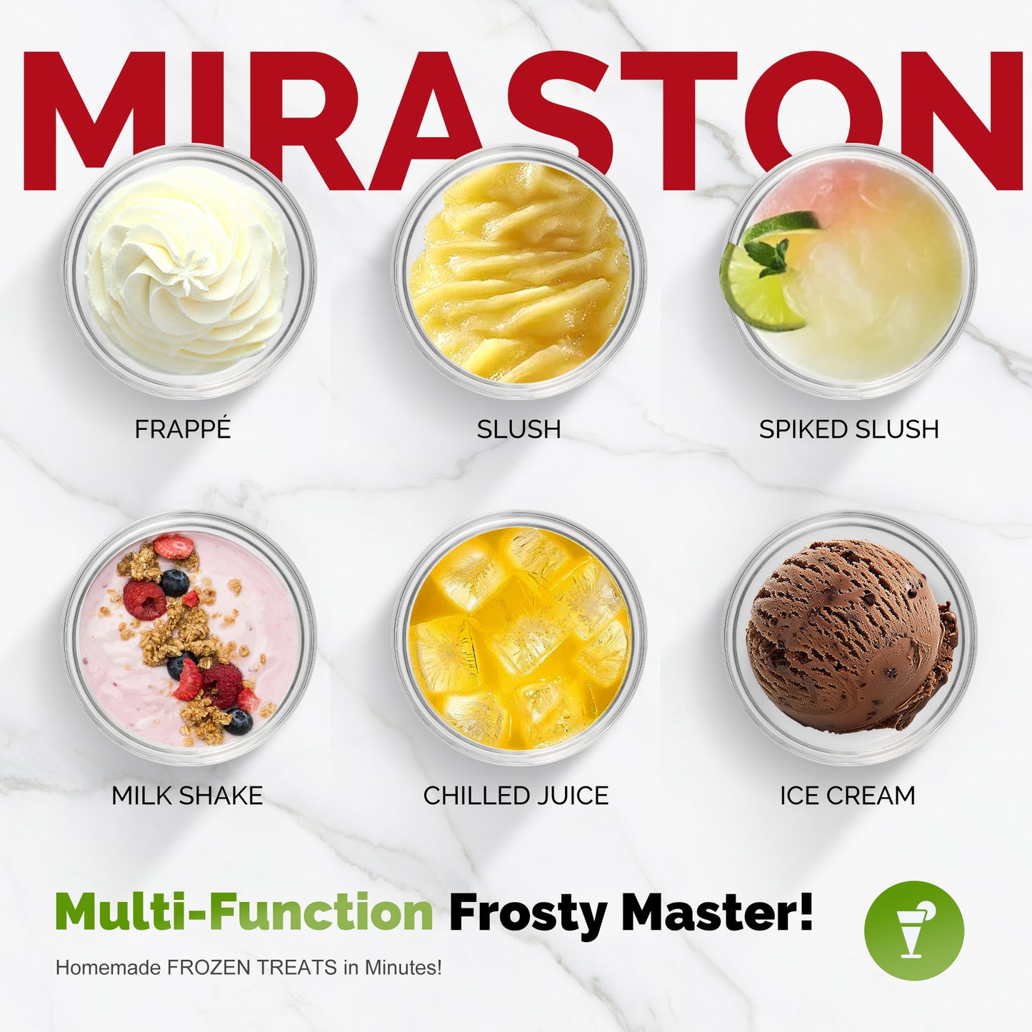 MIRASTON 88oz Slushie Machine, No Ice Needed All-in-One Slushy Maker for Home, 6 Preset Programs| Frozen Margaritas, Cocktails, Frappés, Ice Cream, Smoothies, Milkshakes