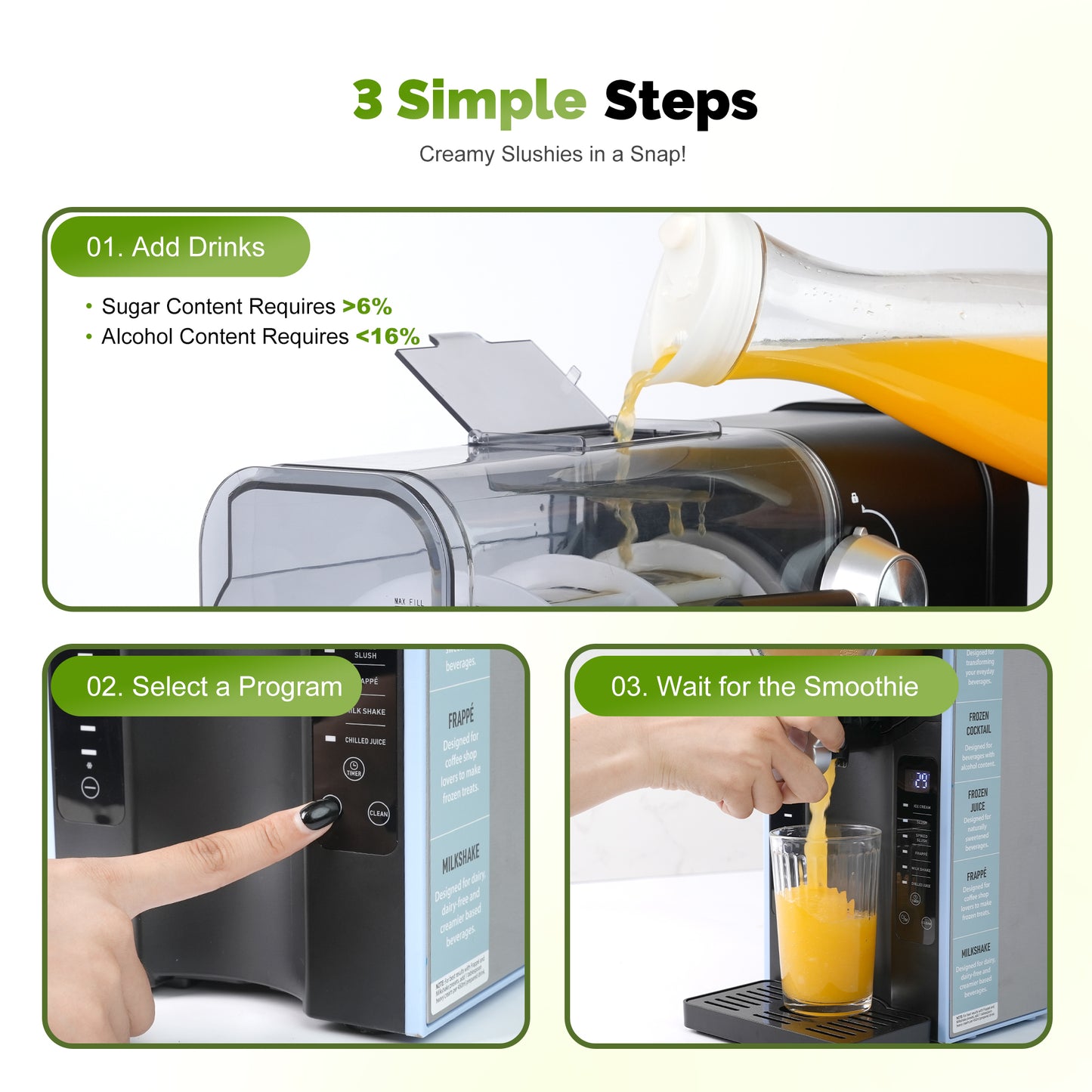 MIRASTON 88oz Slushie Machine, No Ice Needed All-in-One Slushy Maker for Home, 6 Preset Programs| Frozen Margaritas, Cocktails, Frappés, Ice Cream, Smoothies, Milkshakes