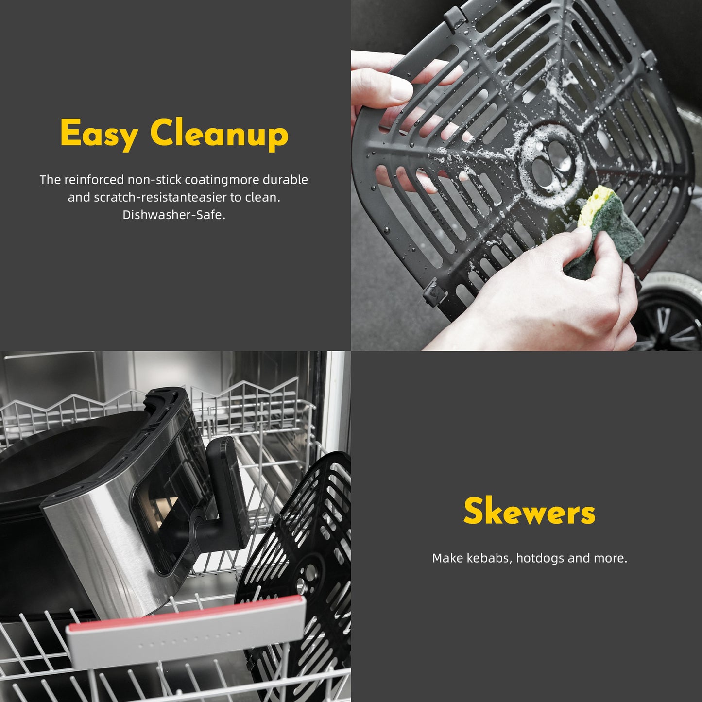 MIRASTON 8.5QT Air Fryer, Family Size Digital Air Fryers, Nonstick Square Basket, Smart Touchscreen with 8-Preset, Air Frying, Reheat Leftovers, Party Food, Fast Cooking, Dishwasher-Safe, for Kitchen