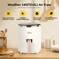MIRASTON 3.6QT Air Fryer-9 Presets, Less Oil & Non-Stick Dishwasher-Safe Basket, Cream white, 1350W