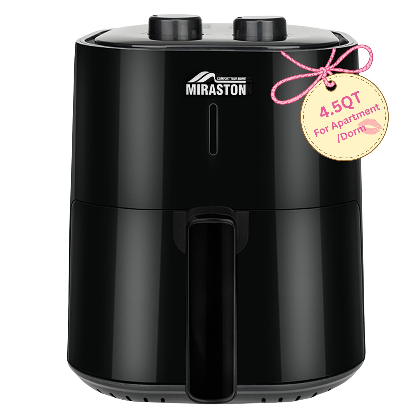 MIRASTON 4.5QT Dials Air Fryer | Compact & Sleek Design | Timer with Auto Shut-off and Shake Reminder | Fast Cooking for Breakfasts, Lunchs, Dinners, Snacks | Classic Black