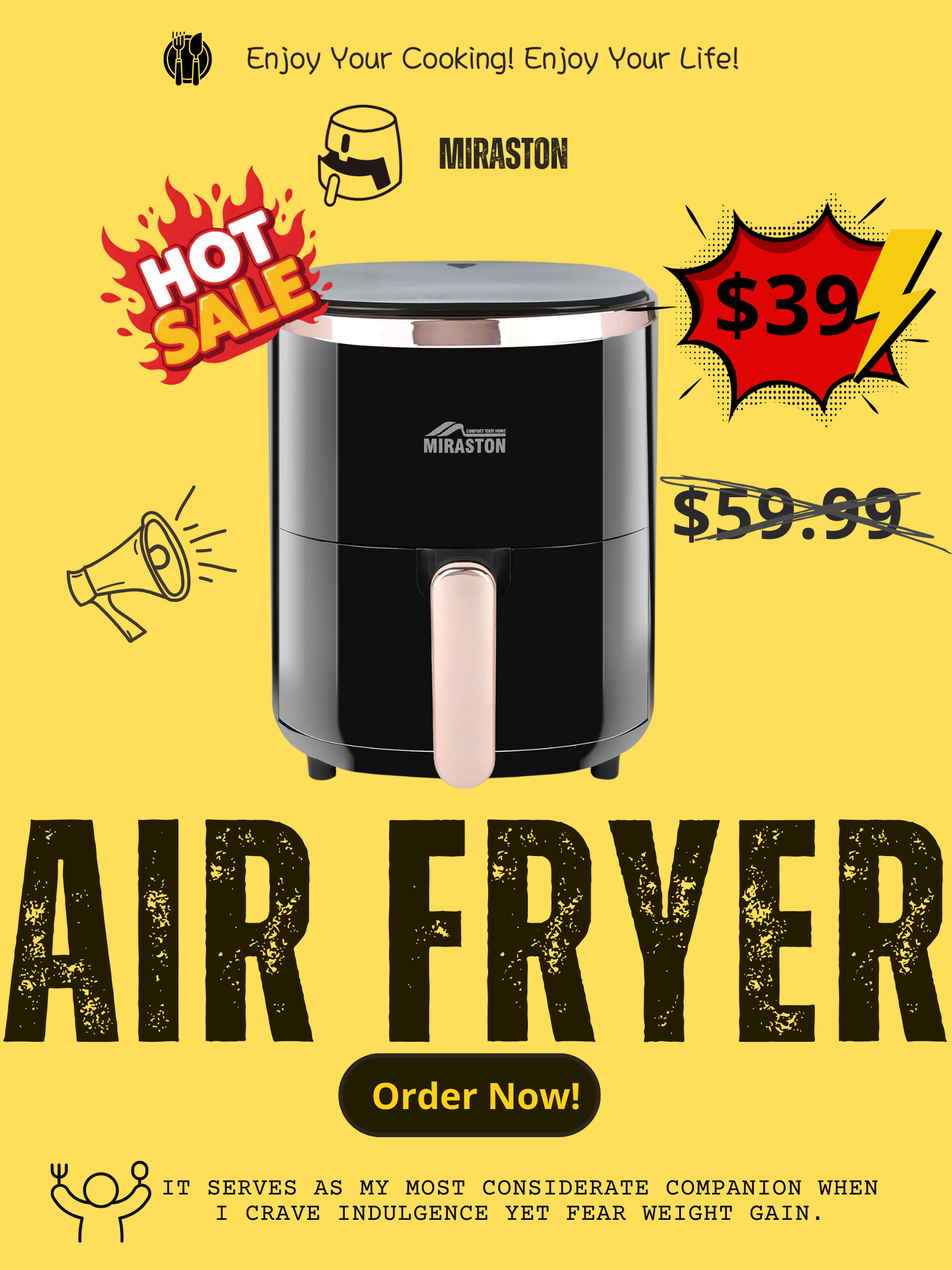🔥 MIRASTON 3.6QT Air Fryer | Crispy, Oil-Free &amp; Limited-Time Low Price!
