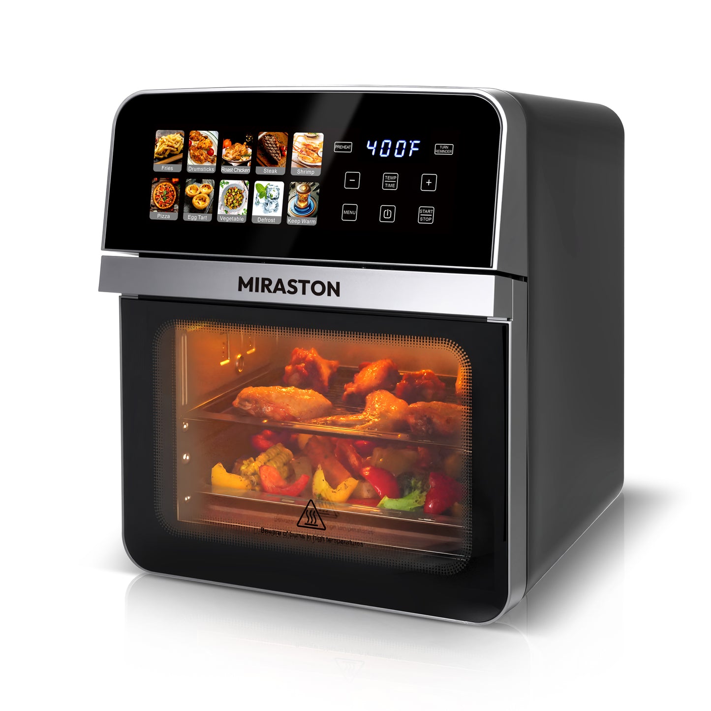 10QT Air Fryer Toaster Oven Combo with 8 Presets, Family Size Compact Oven for Roasting Whole Chicken/Double Cooking, Stainless Steel Interior, Easy Clean, Includes 2 Accessories & Recipe
