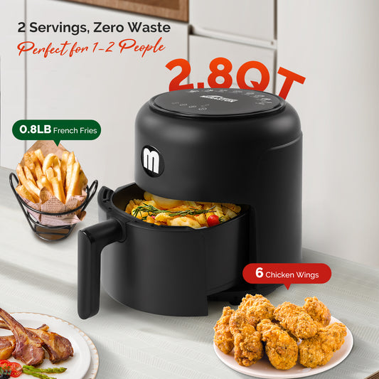 MIRASTON 2.8QT Compact Air Fryer with Digital Controls & Dishwasher-Safe Basket, 85% Less Oil,1200W