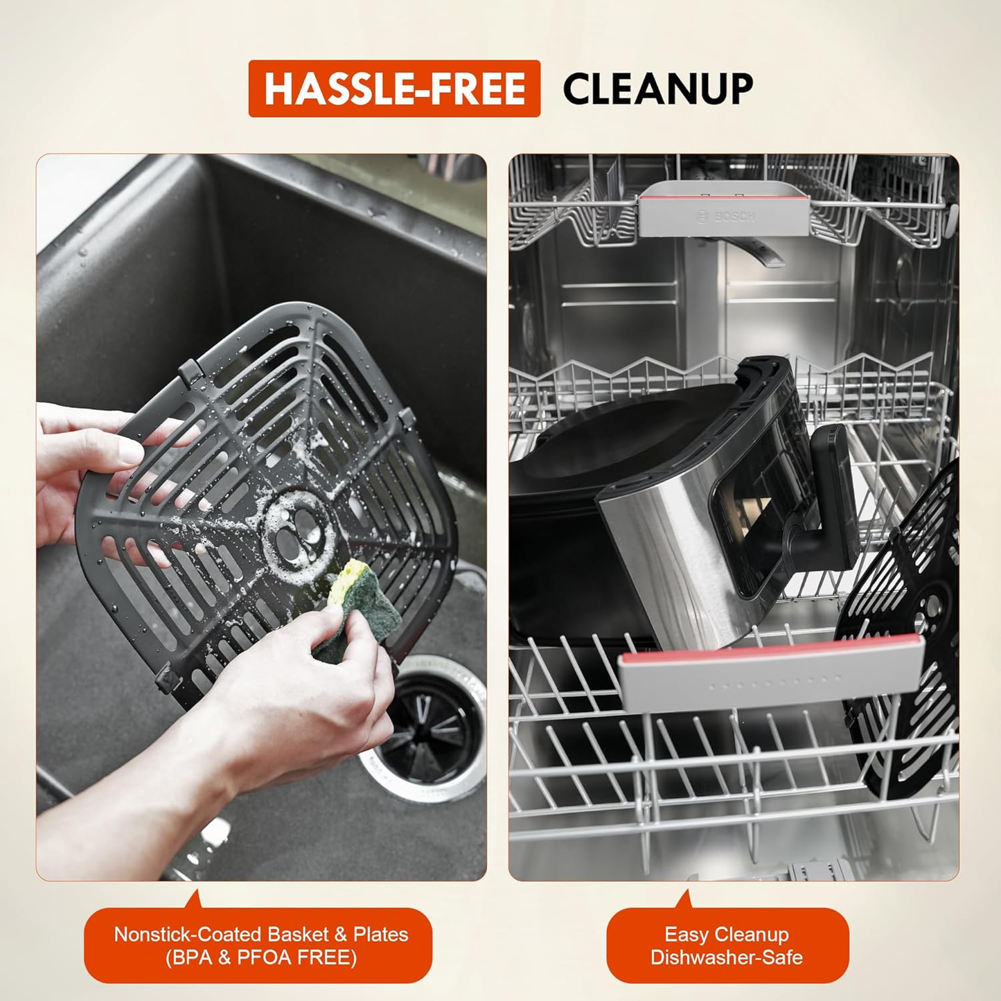 MIRASTON 6.5QT Air Fryer with 8 Presets, Digital Touchscreen, Non-Stick