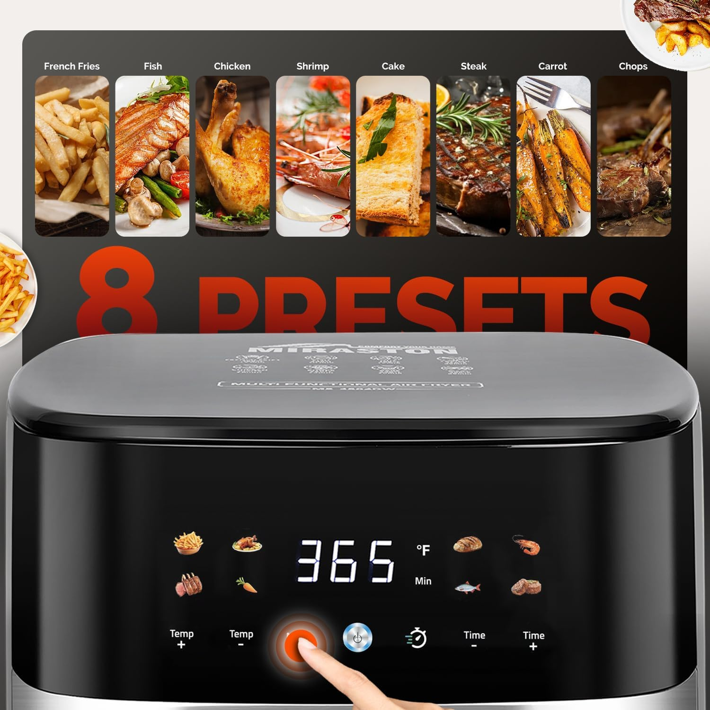 MIRASTON 5.8-Quart 8-in-1 Touch Screen Nonstick Air Fryer