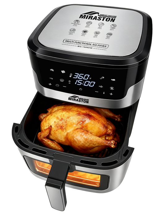 MIRASTON 8.5QT Air Fryer, Family Size Digital Air Fryers, Nonstick Square Basket, Smart Touchscreen with 8-Preset, Air Frying, Reheat Leftovers, Party Food, Fast Cooking, Dishwasher-Safe, for Kitchen