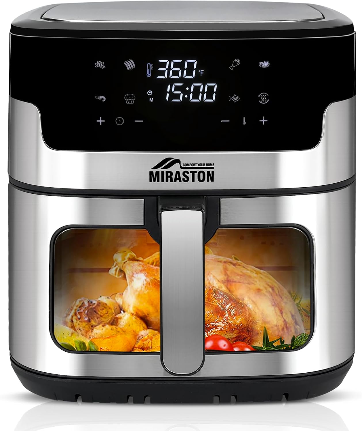MIRASTON 8.5QT Smart Digital Family Sized Large Air Fryer Preset Recipes Options Choice 1500W